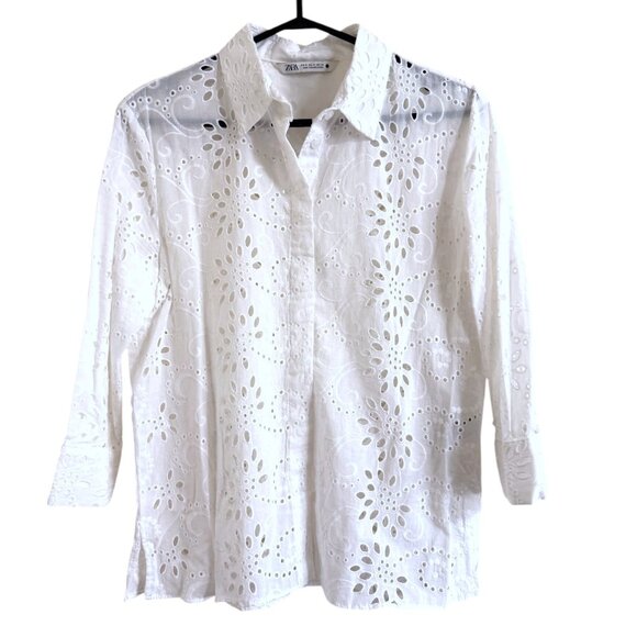 Zara ZW Collection Embroidered Poplin Shirt - Picture 4 of 9